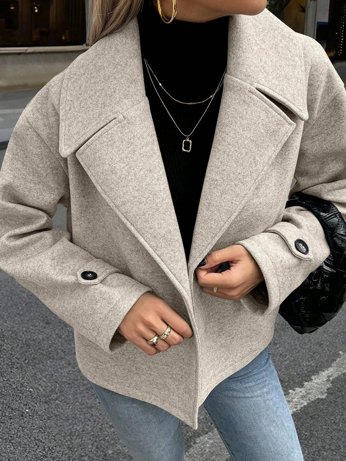 Hollis - Women's Relaxed Coat with Ruching - photo 5