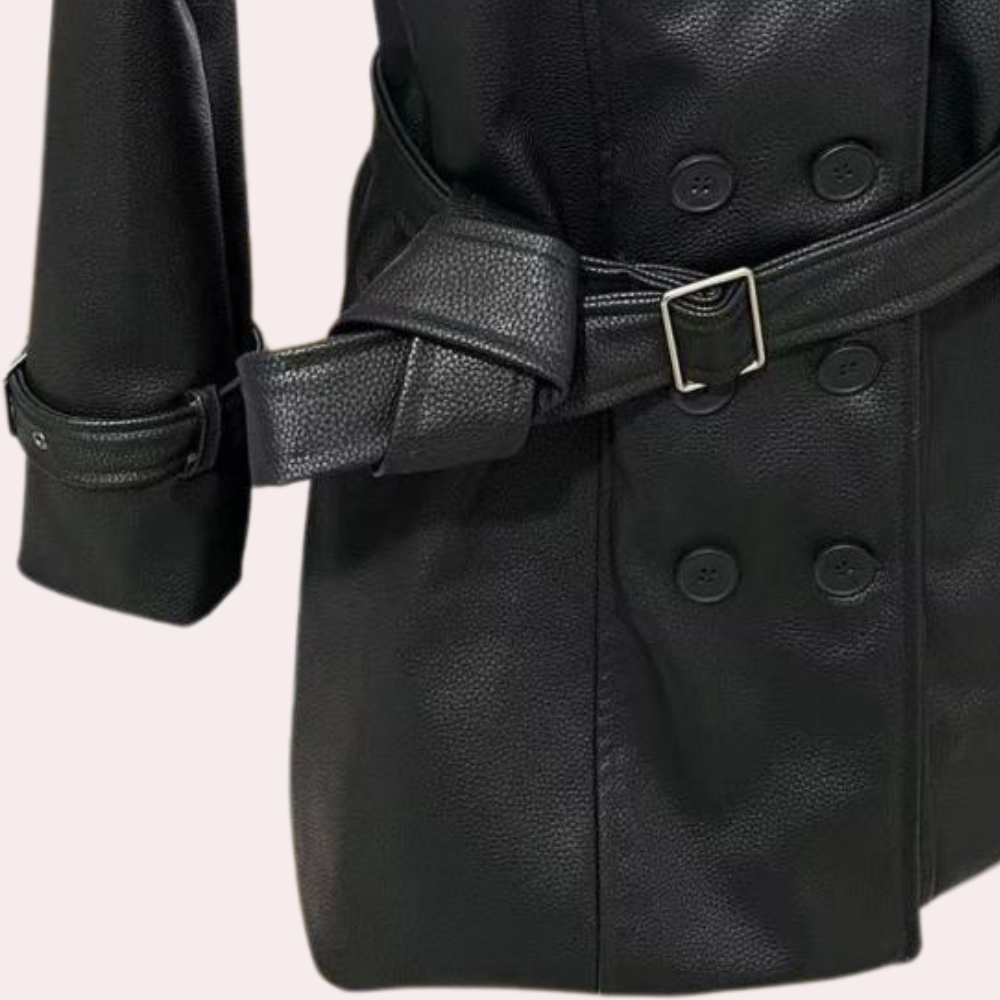 Hollis - Women's Leather Look Biker Jacket - photo 4