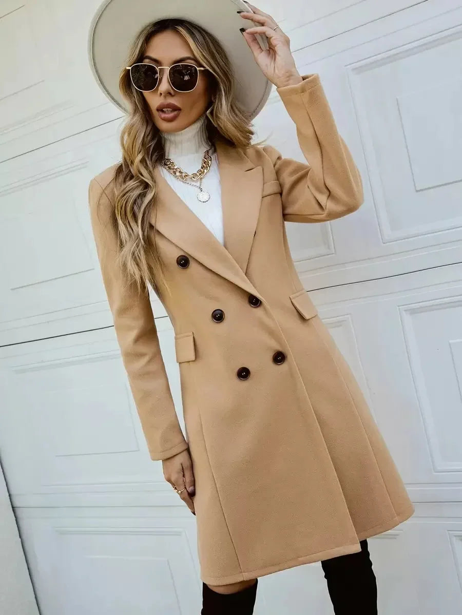 Holly - Women's Coat with Double-Breasted Front and Side Pockets - photo 1