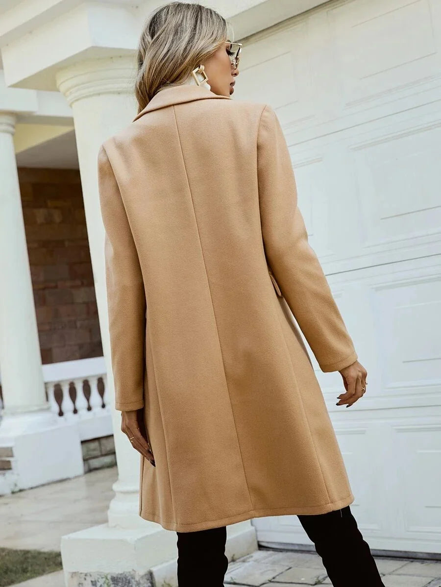 Holly - Women's Coat with Double-Breasted Front and Side Pockets - photo 3