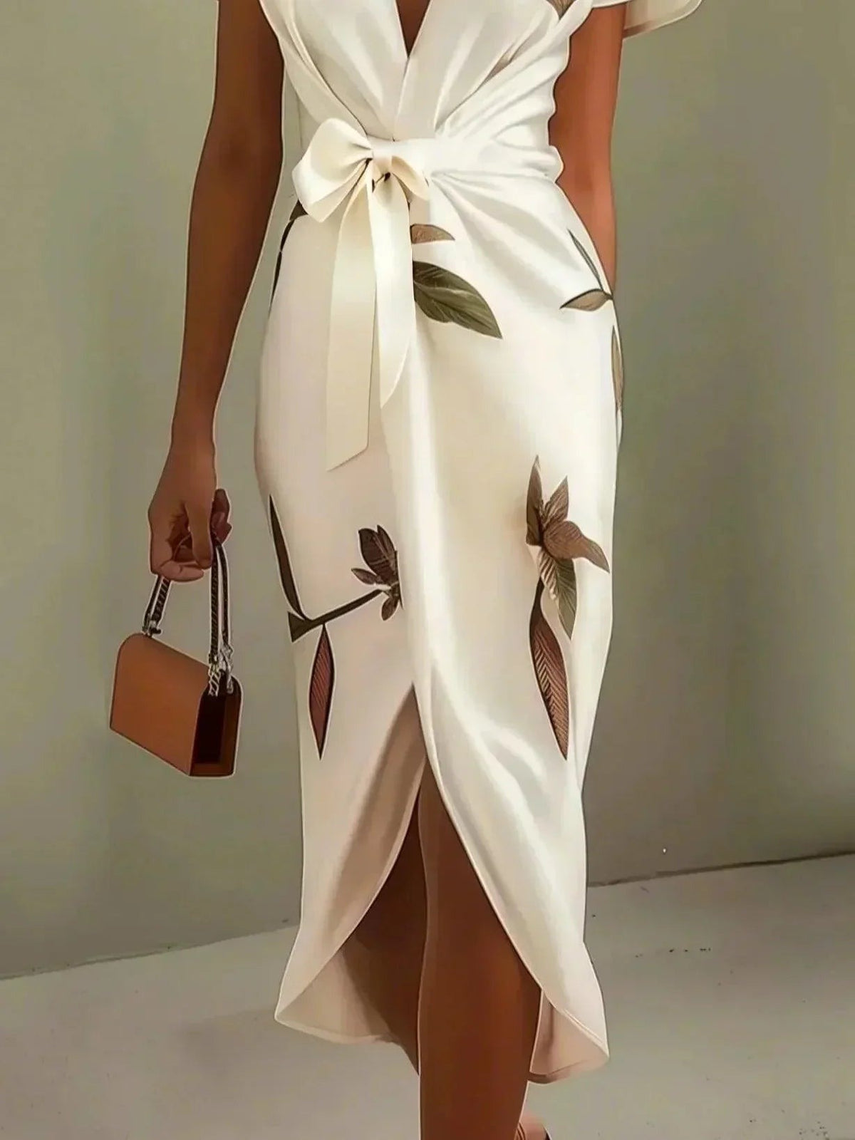 Honoria - Women's Wrap Midi Dress with Ruffle Trim - photo 5