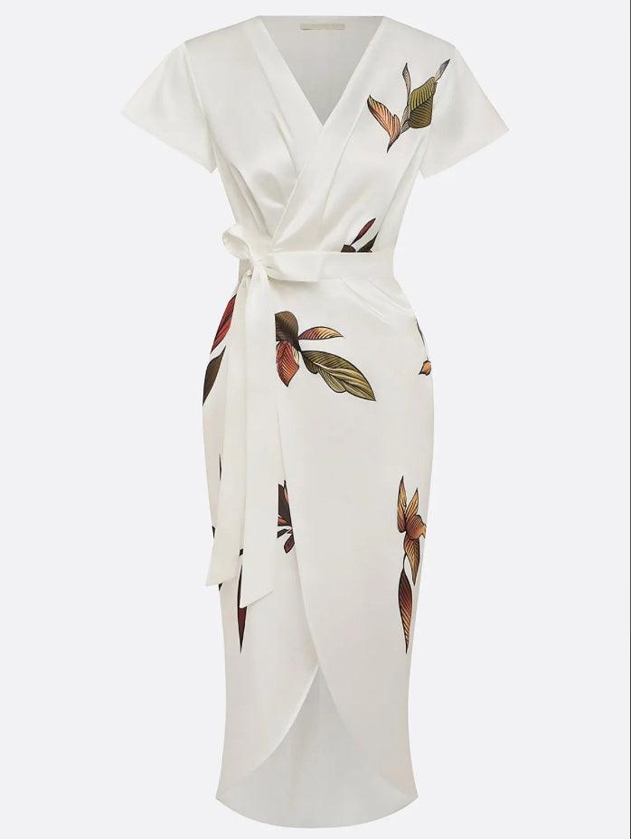 Honoria - Women's Wrap Midi Dress with Ruffle Trim - photo 6