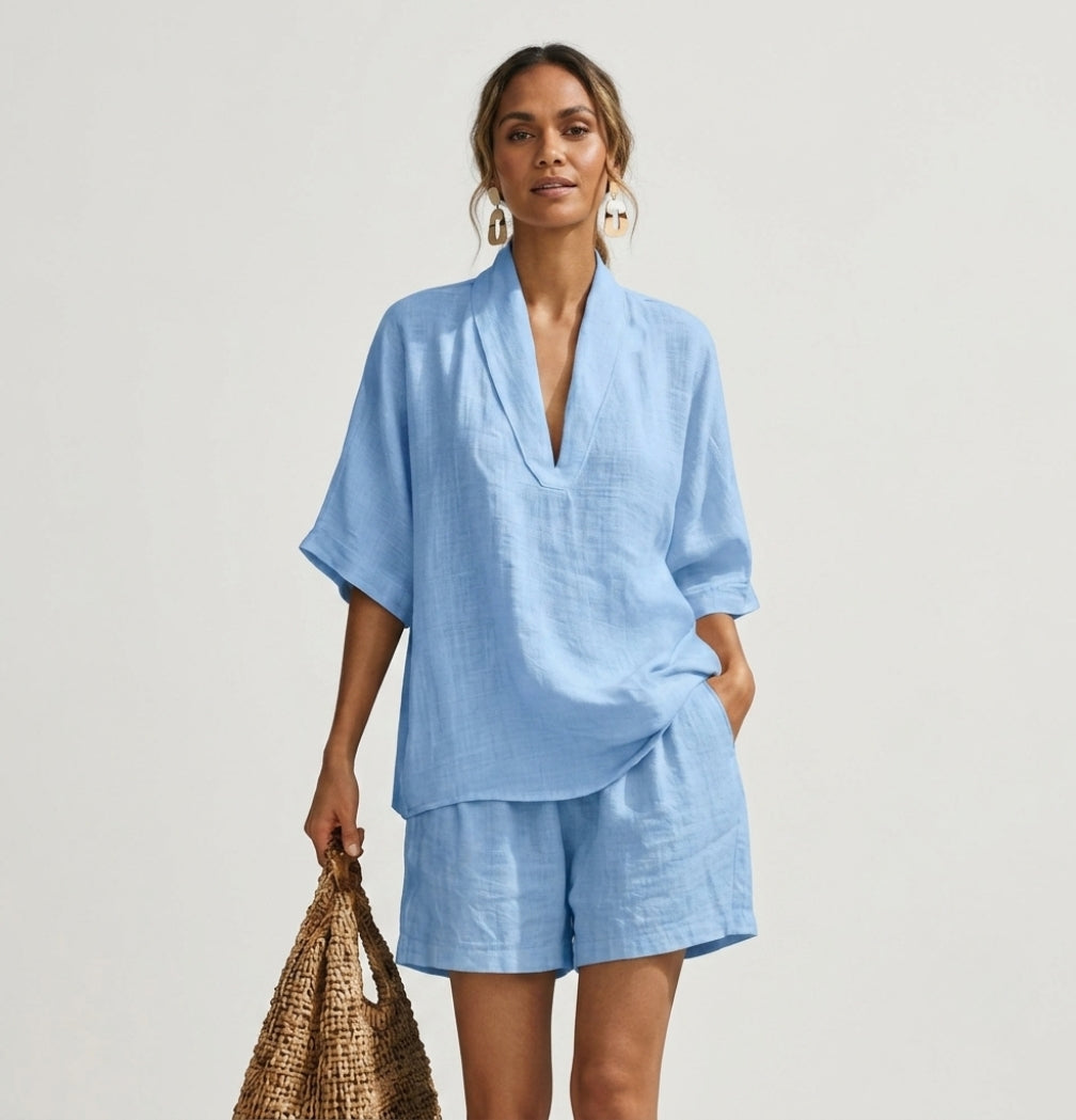 Hortense - Women's Two-Piece Set with a V-Neck and Shirt - photo 1
