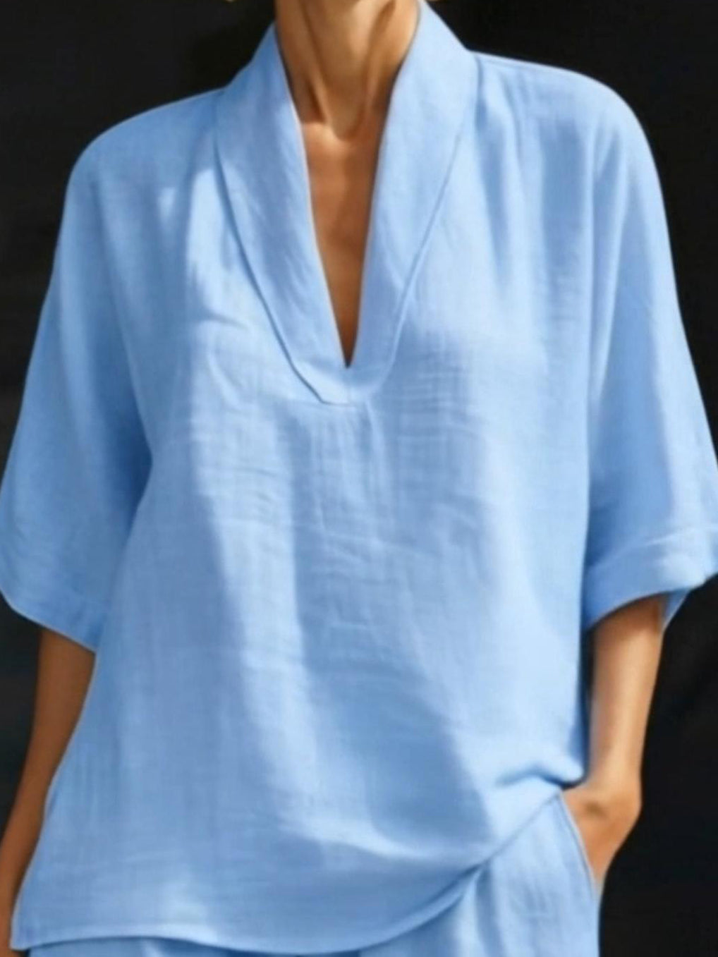 Hortense - Women's Two-Piece Set with a V-Neck and Shirt - photo 7