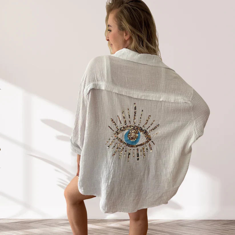 Valeria - Women's Oversized Shirt with Classic Collar