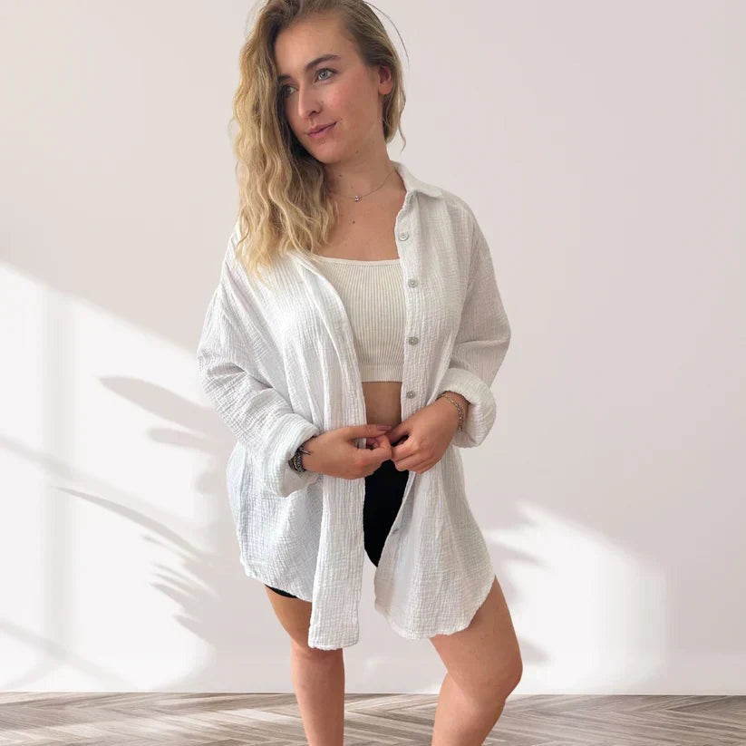 Valeria - Women's Oversized Shirt with Classic Collar