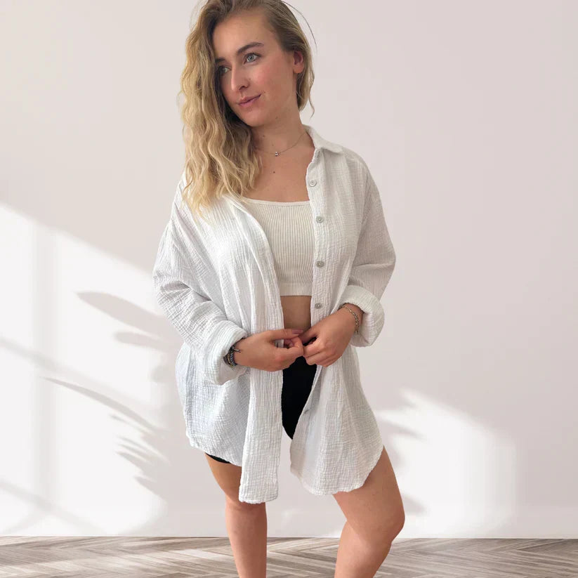 Valeria - Women's Oversized Shirt with Classic Collar
