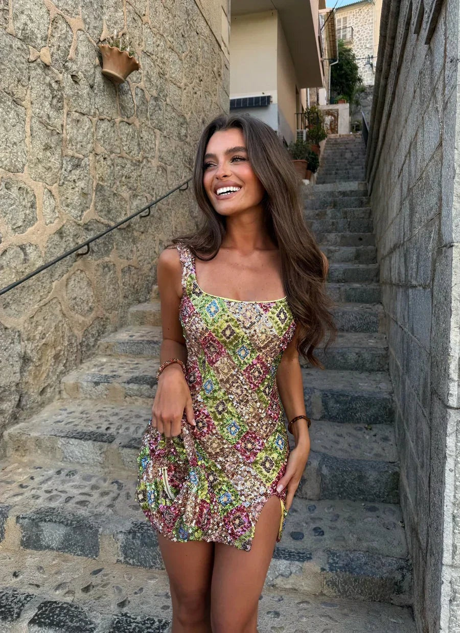 Ilaria - Women's Fitted Mini Dress with Sequins - photo 1