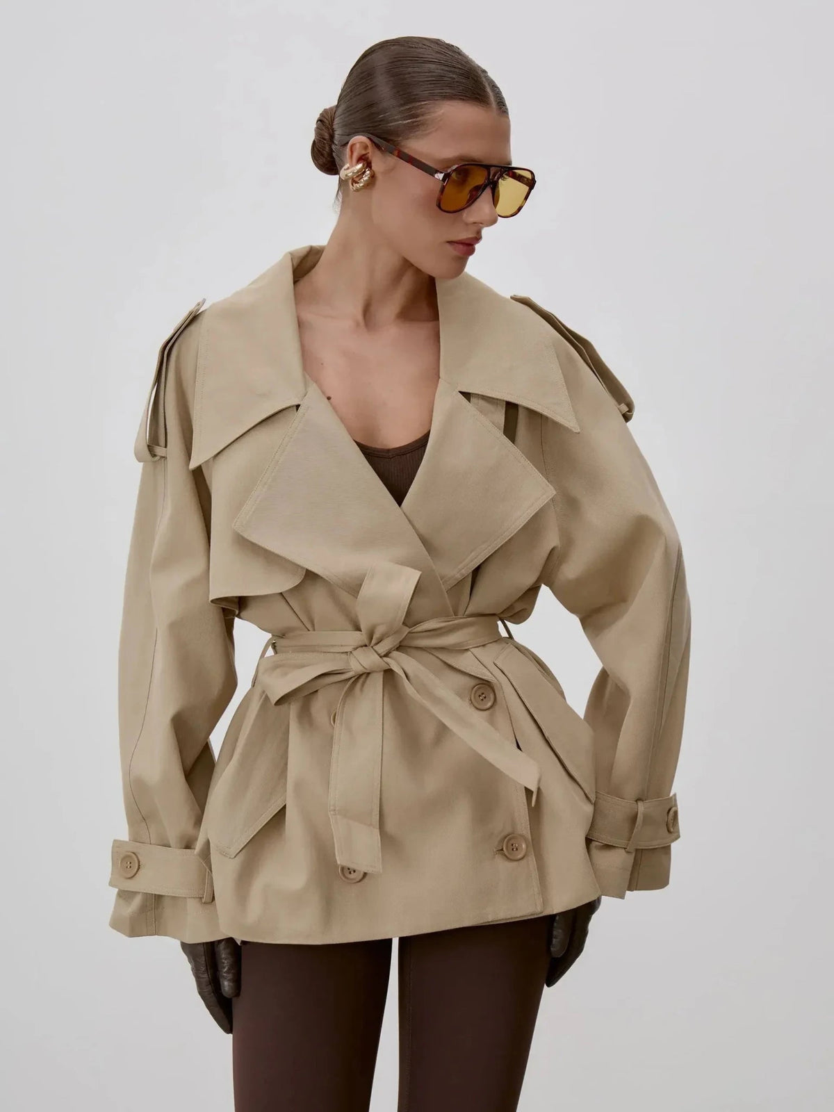 Vida - Women's Trench Coat with Lace Trim and Collar - photo 5
