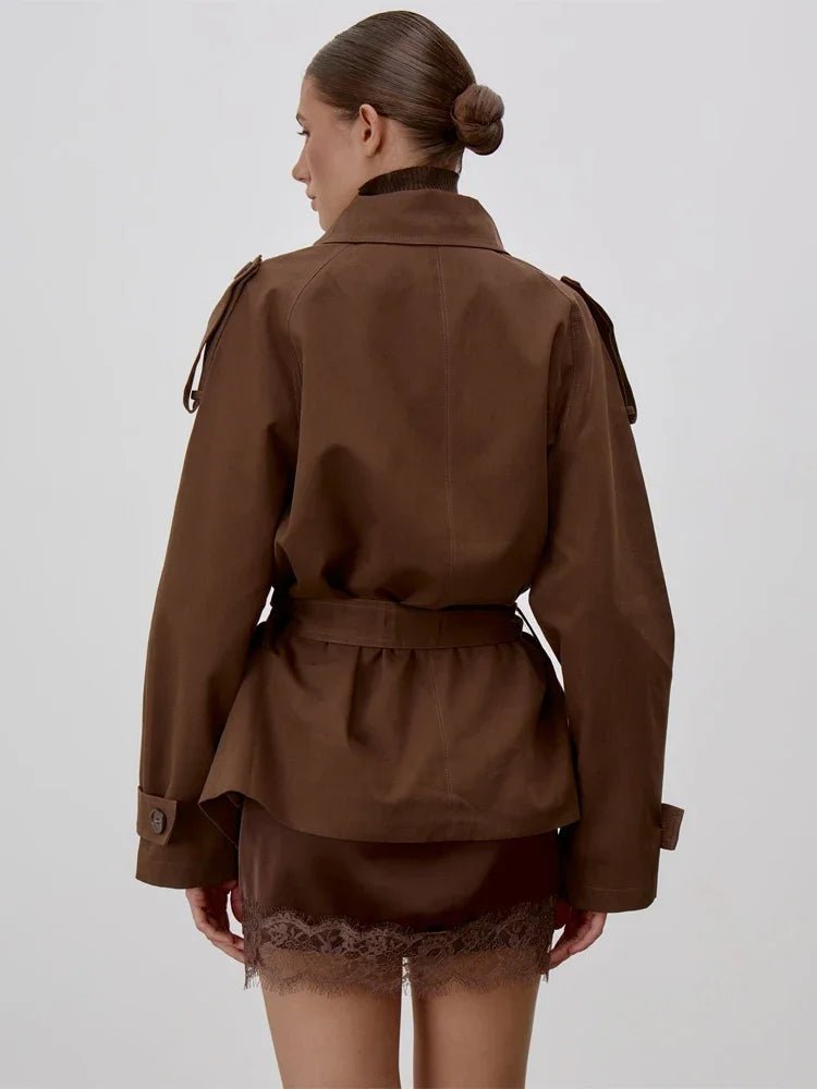 Vida - Women's Trench Coat with Lace Trim and Collar - photo 7