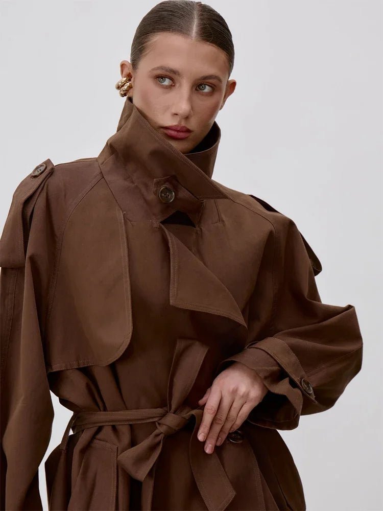 Ilsa - Women's Trench Coat with Lace Trim and Collar - photo 8