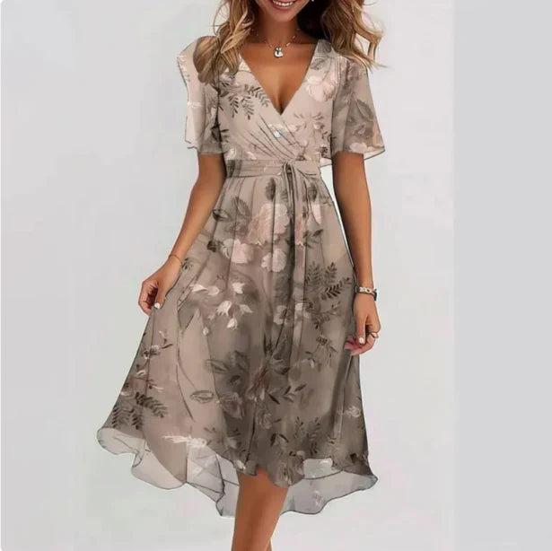 Rochie de damă cu mânecă scurtă | Midi