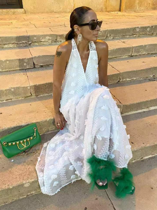 Aria - Rochie maxi tridimensională florală pentru femei