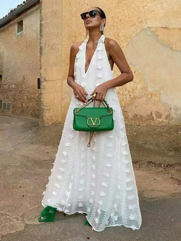 Aria - Rochie maxi tridimensională florală pentru femei