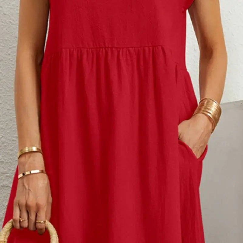 Helen - Women's A-Line Short Sleeve Dress with Pockets - photo 6