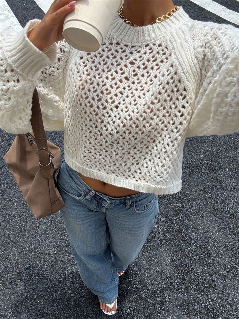 Imelda - Women's Open Knit Sweater with Tie Back - photo 2