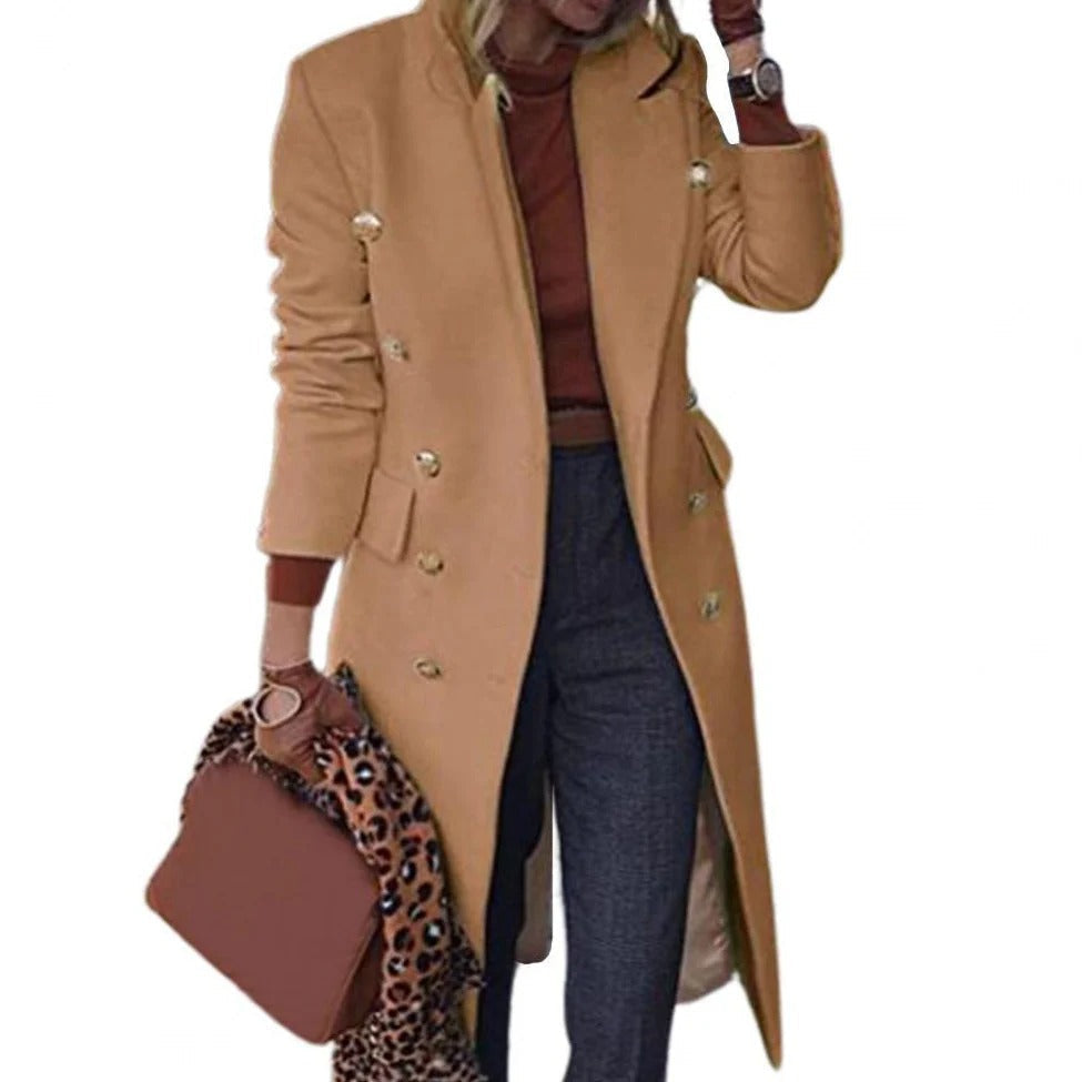 Cappotto da donna - in misto lana - vestibilità sartoriale - doppiopetto - lunghezza al ginocchio - stile formale