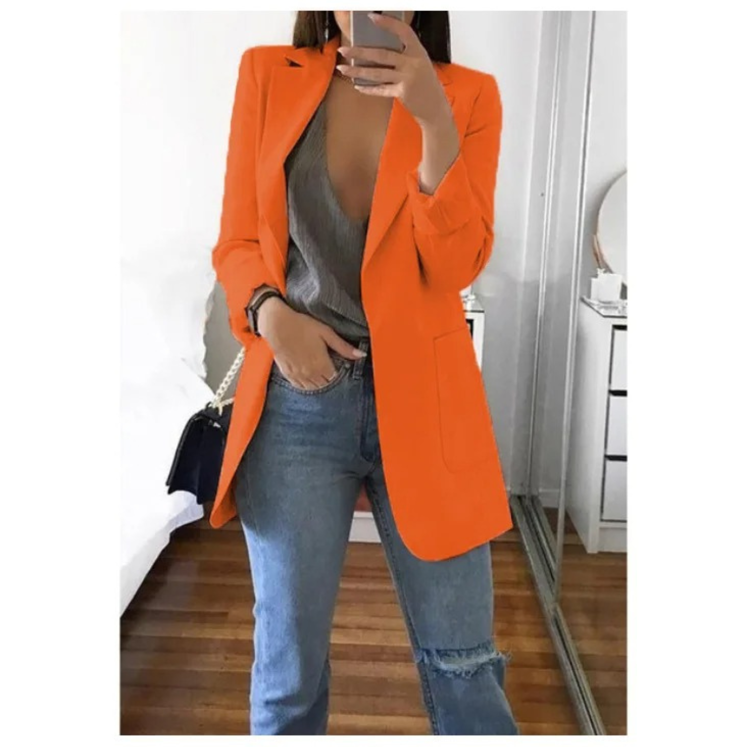 Ines - Women's Longline Tailored Blazer with Open Front - photo 10