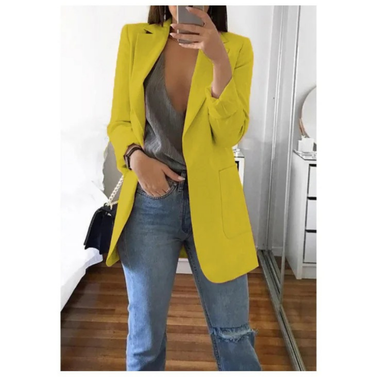Ines - Women's Longline Tailored Blazer with Open Front - photo 2