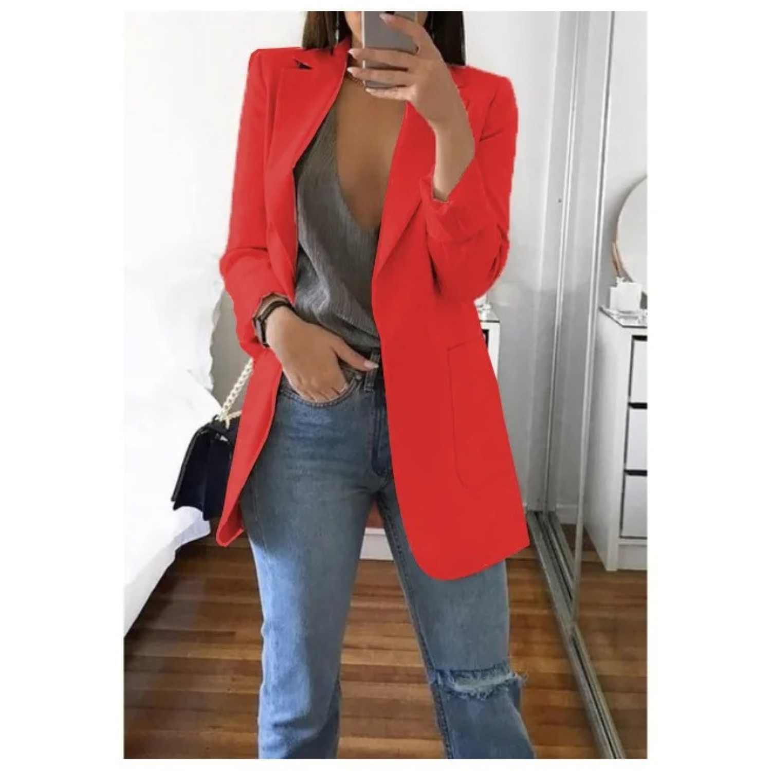 Ines - Women's Longline Tailored Blazer with Open Front - photo 6