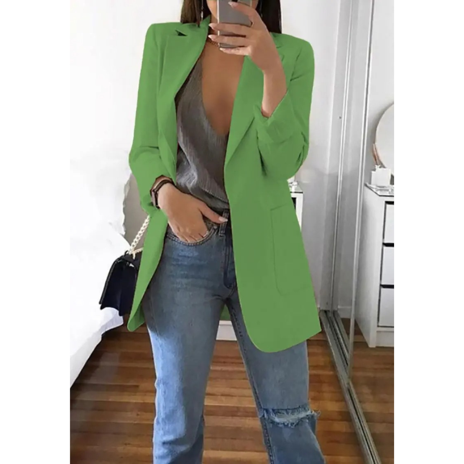 Ines - Women's Longline Tailored Blazer with Open Front - photo 8