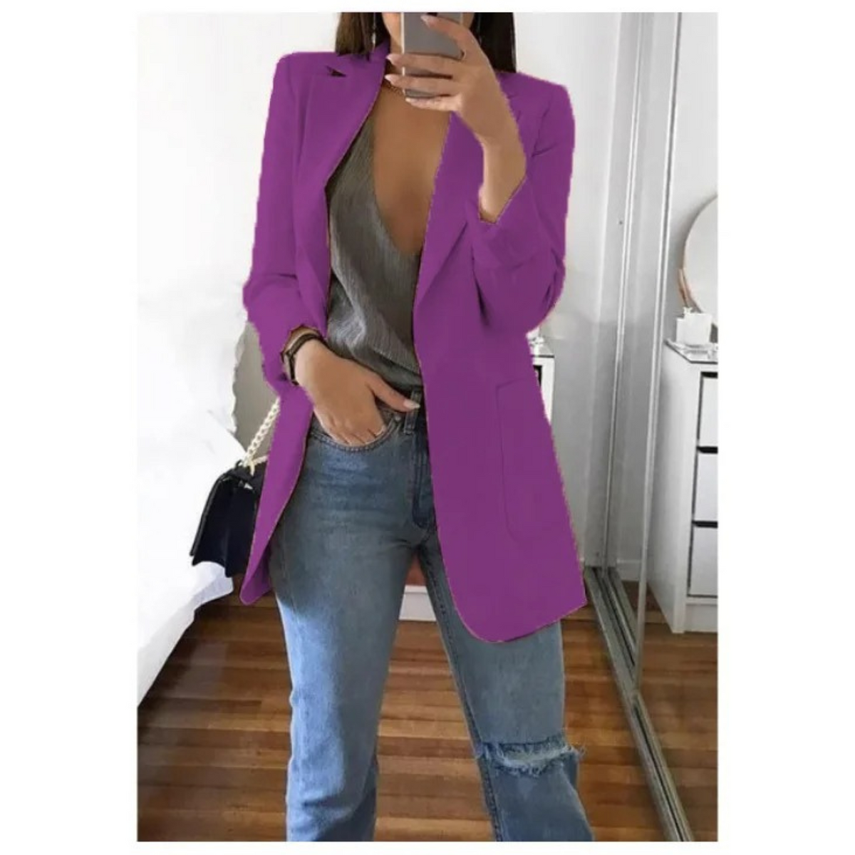 Ines - Women's Longline Tailored Blazer with Open Front - photo 9
