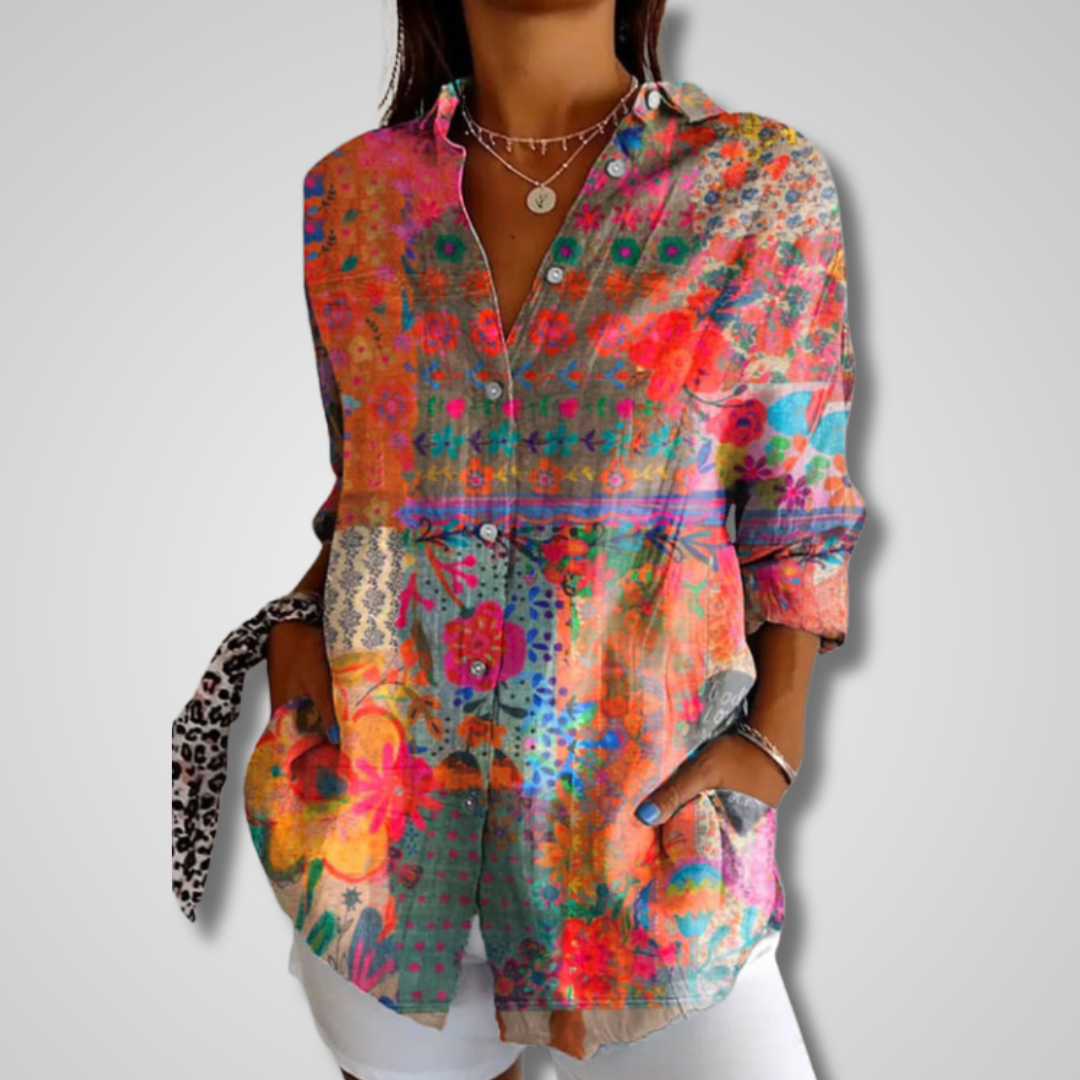Ellis - Women's Floral Blouse with a Button Front