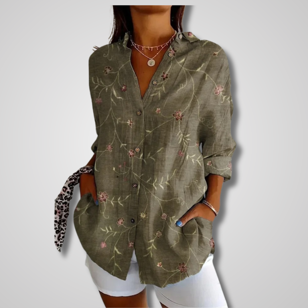 Ellis - Women's Floral Blouse with a Button Front
