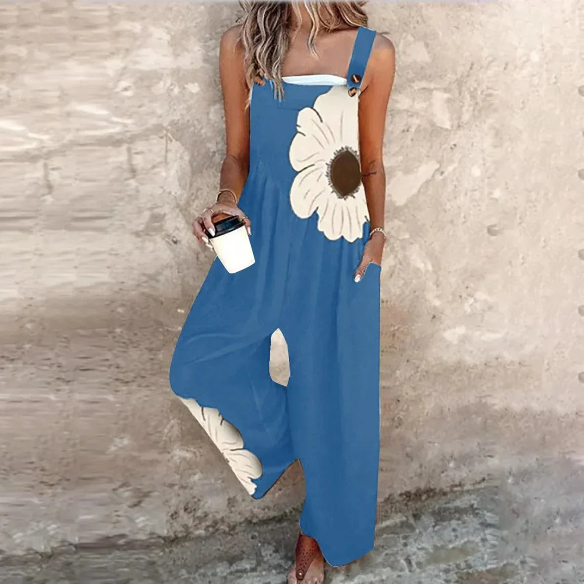 Isolde - Women's Printed Jumpsuit with Adjustable Straps - photo 6
