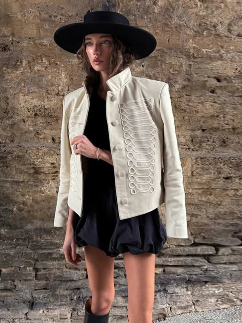 Jacqui - Women's Relaxed Biker Jacket with Button Front and Collar - photo 4