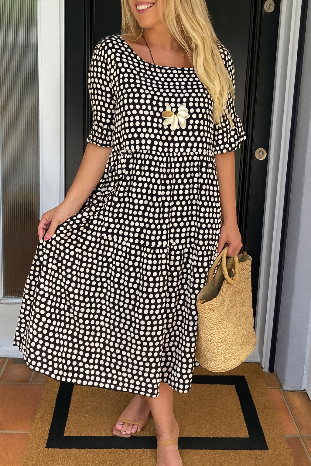 Janette - Women's Gingham Tiered Midi Dress - photo 4