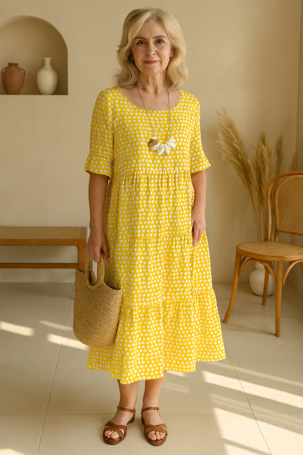 Janette - Women's Gingham Tiered Midi Dress - photo 6