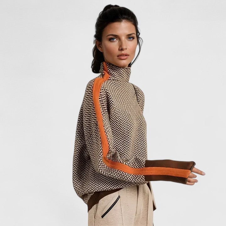 Jeanie - Women's Colour Block Turtleneck Jumper - photo 1