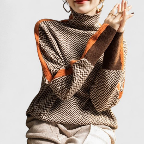 Jeanie - Women's Colour Block Turtleneck Jumper - photo 3