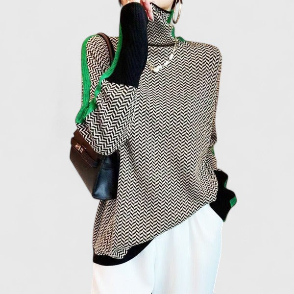Jeanie - Women's Colour Block Turtleneck Jumper - photo 5