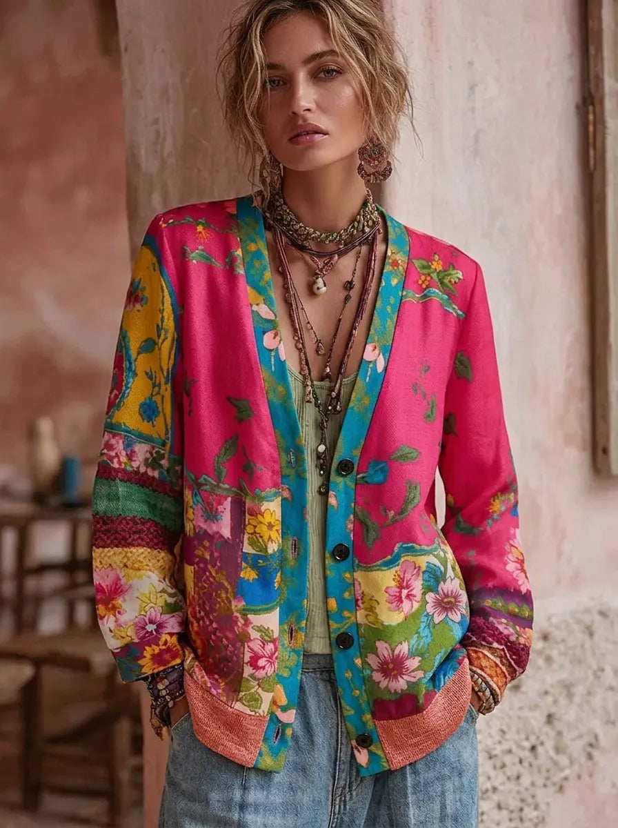 Jillian - Women's Cardigan with Floral Print - photo 1