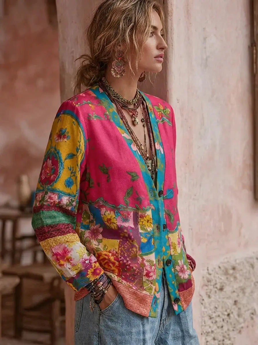 Jillian - Women's Cardigan with Floral Print - photo 2