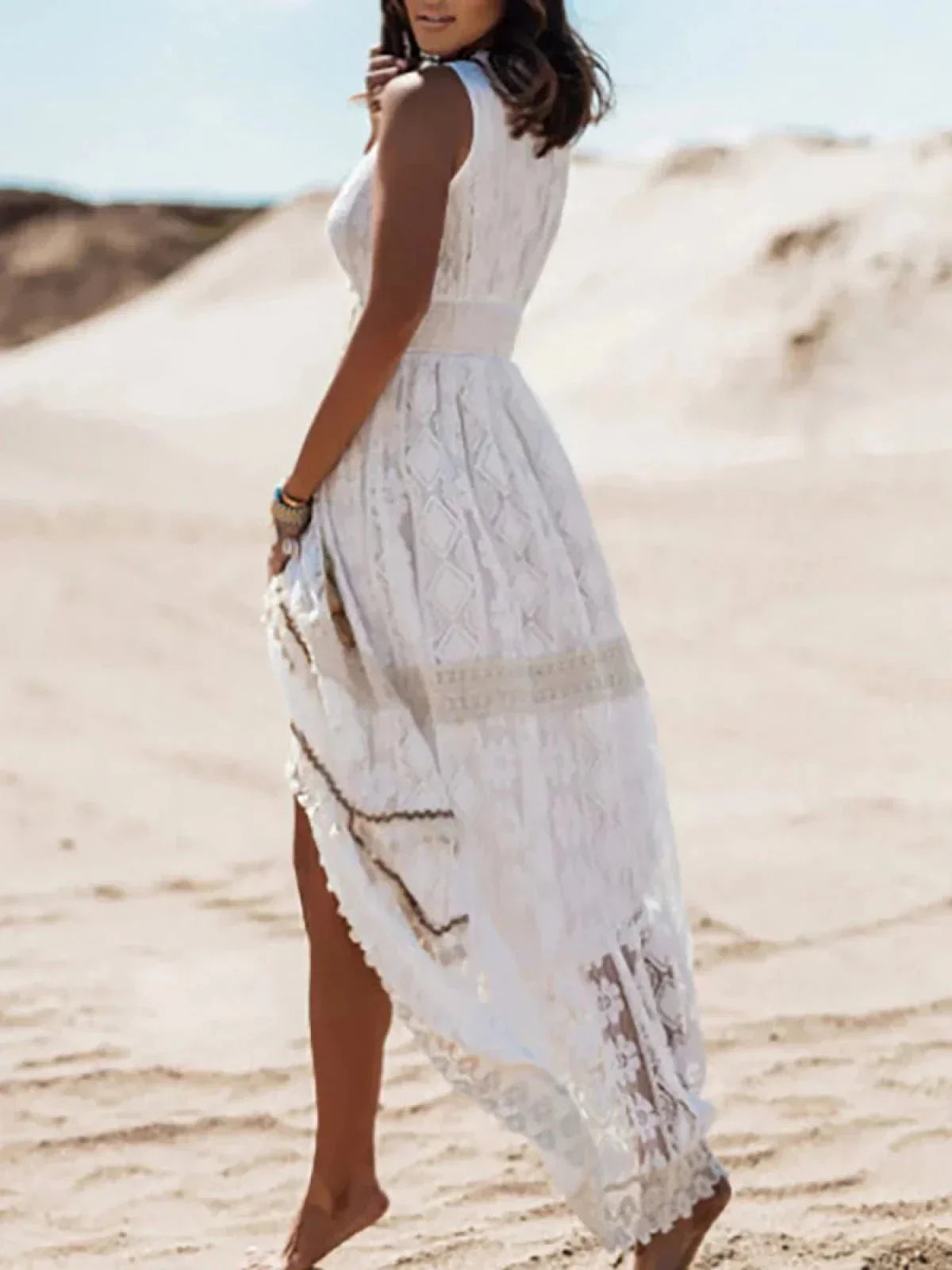 Joann - Women's Lace V Neck Maxi Dress - photo 5