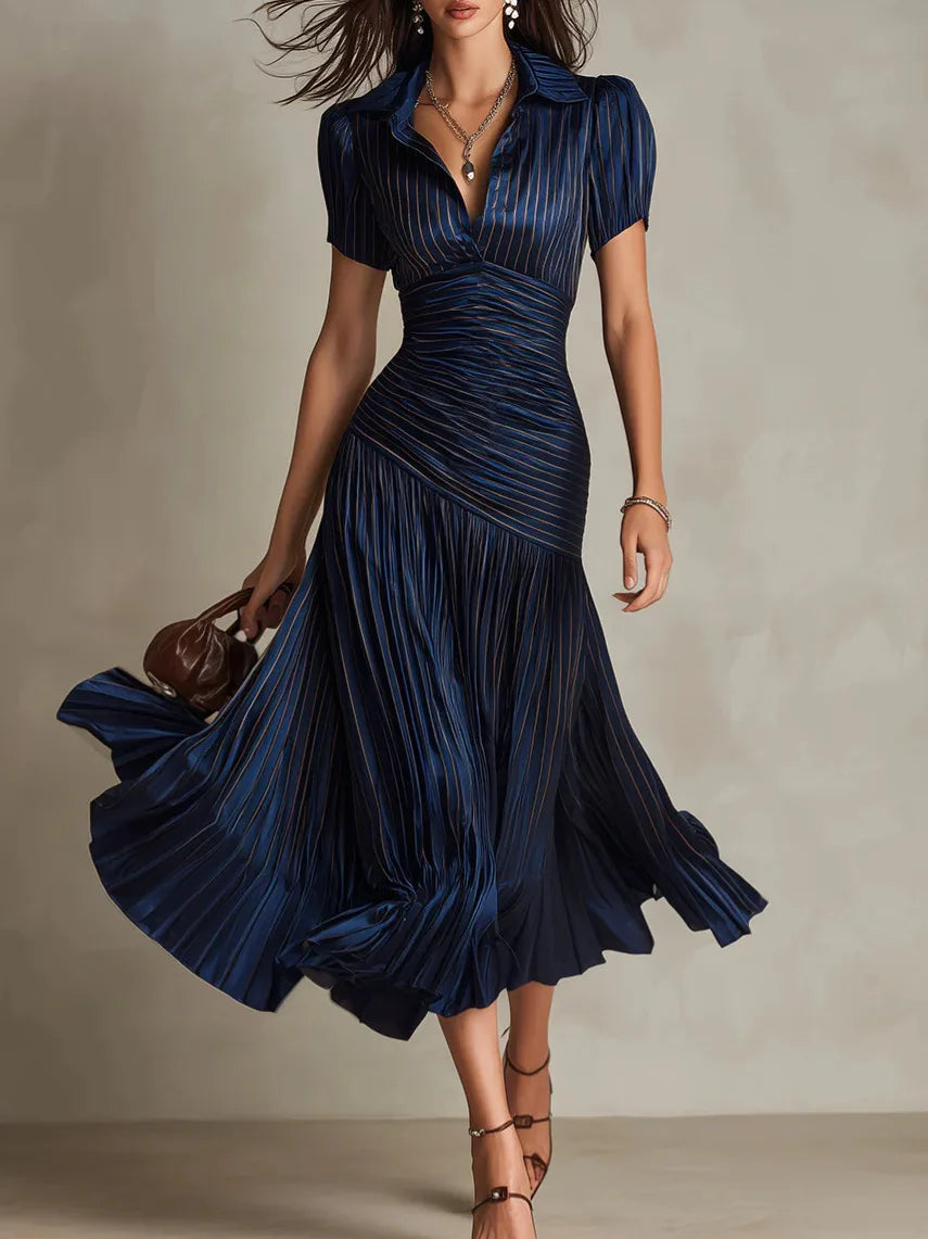 Jocelyne - Women's Satin Midi Dress with High Waist - photo 1