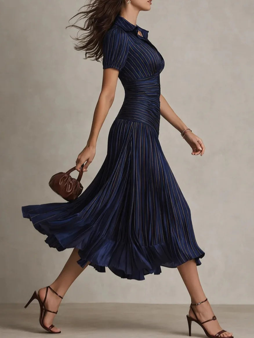 Jocelyne - Women's Satin Midi Dress with High Waist - photo 5