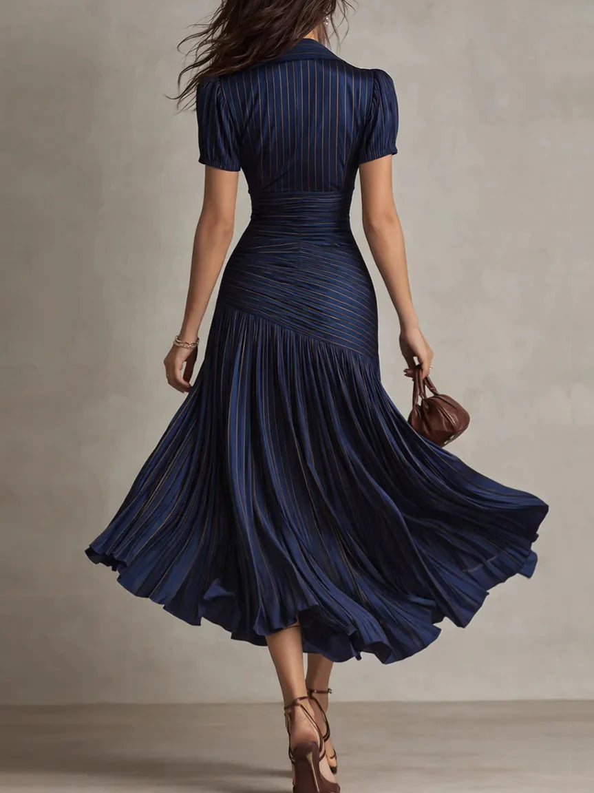 Jocelyne - Women's Satin Midi Dress with High Waist - photo 6