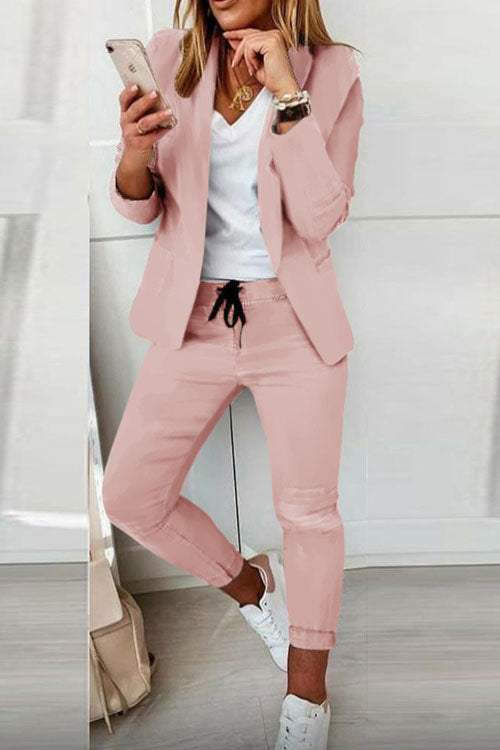 Johanna - Women's Two-Piece Set with Drawstring - Pink