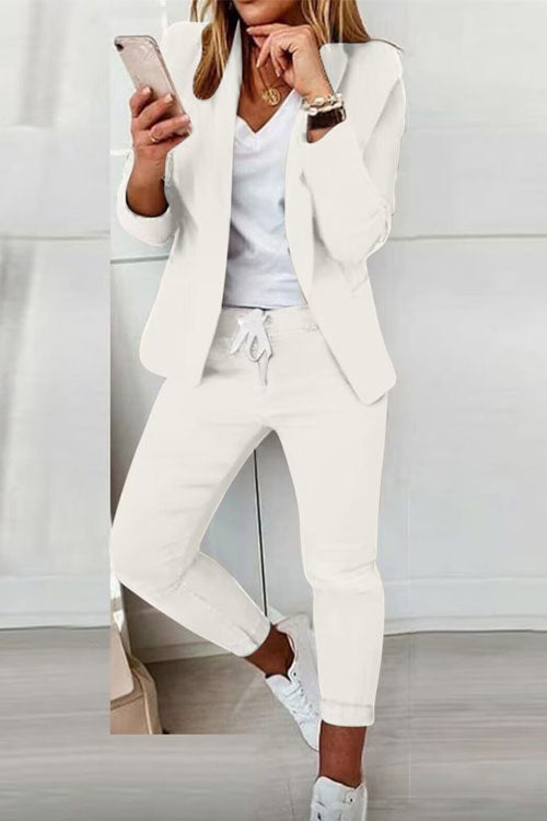 Johanna - Women's Two-Piece Set with Drawstring - Milk White