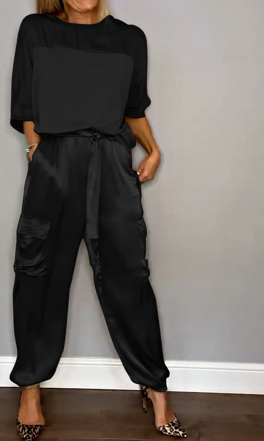 Nova - Completo due pezzi da donna in raso (disponibile in taglie forti)