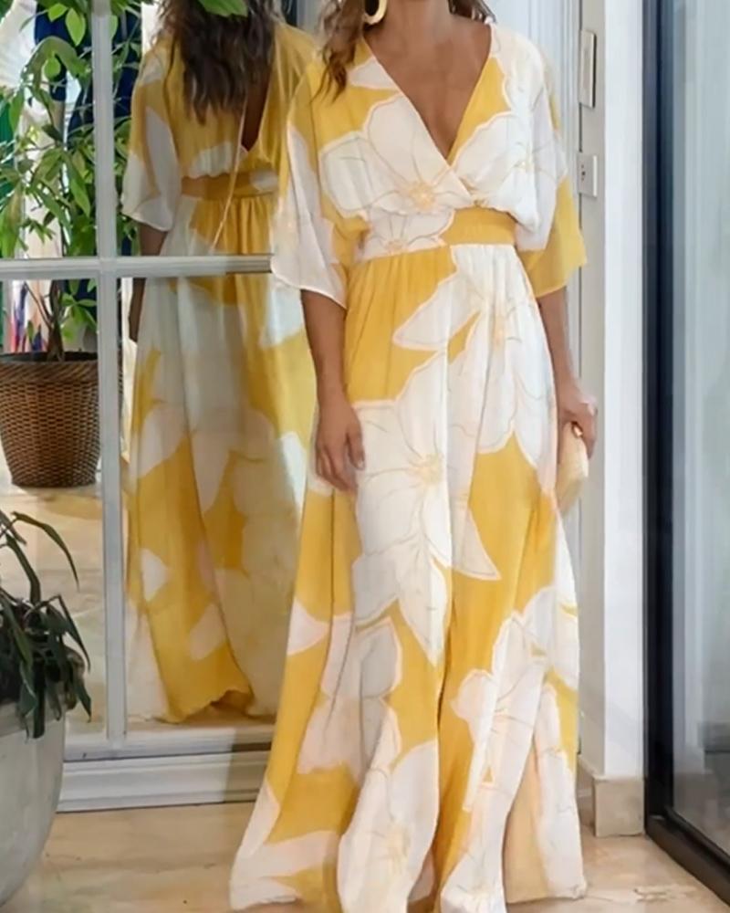 Abito maxi elegante a fiori dal design armonioso