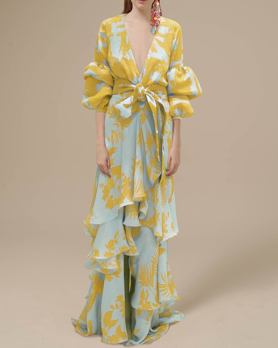 Julitta - Women's Flowing Maxi Dress with Tie Belt - photo 1