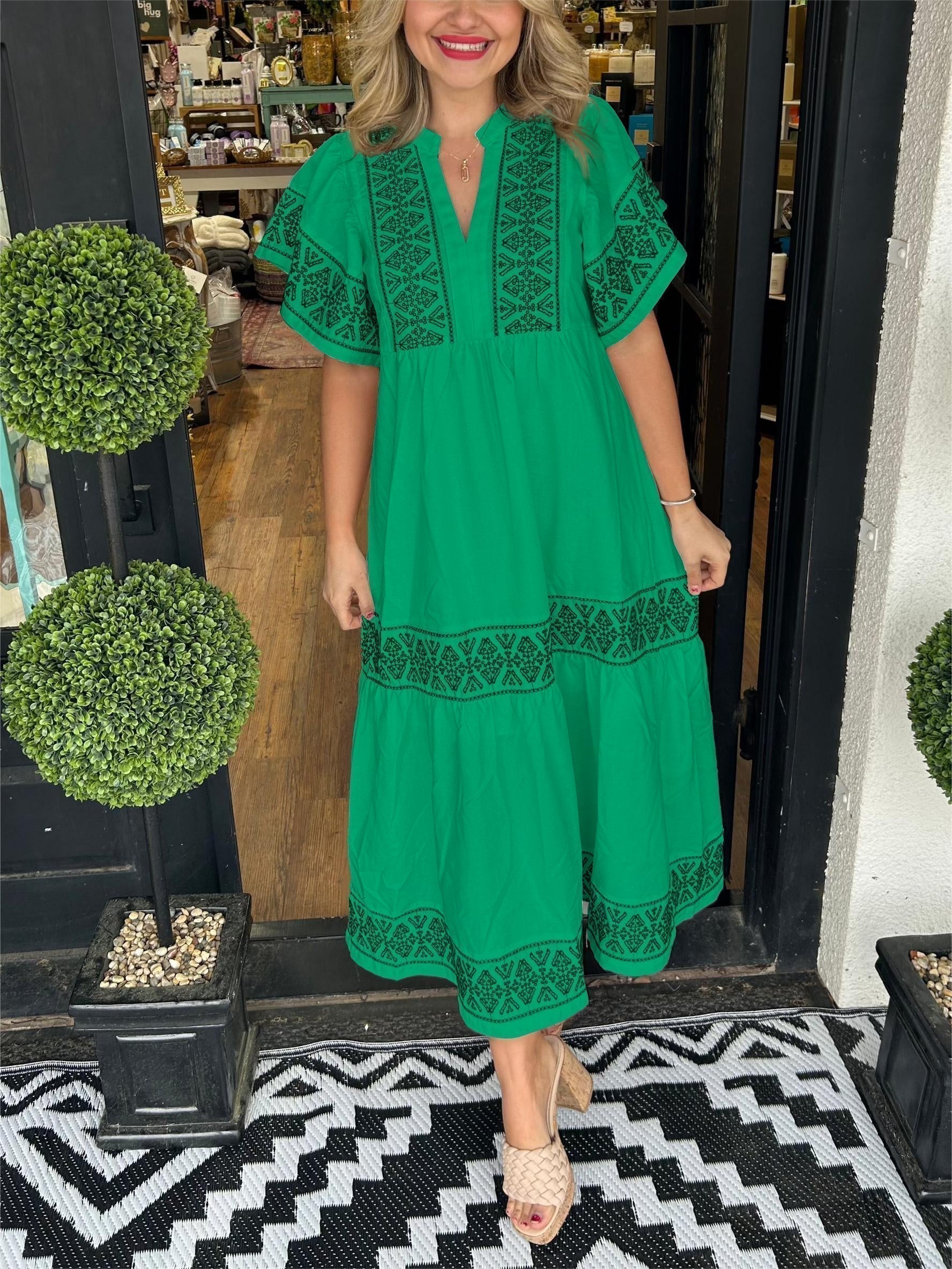 Kaia - Women's Boho Midi Dress with Embroidered Trim - photo 8
