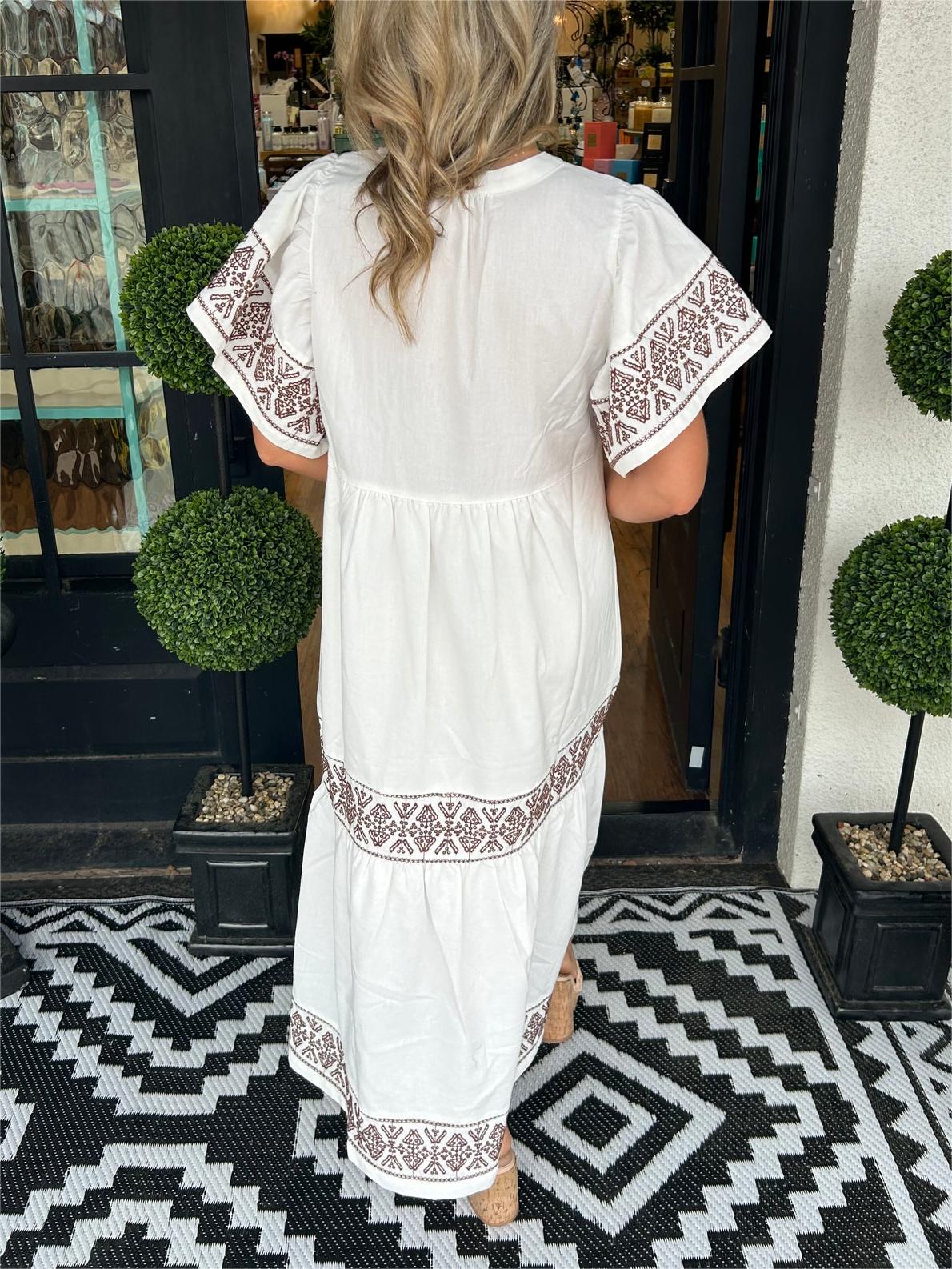 Kaia - Women's Boho Midi Dress with Embroidered Trim - photo 9
