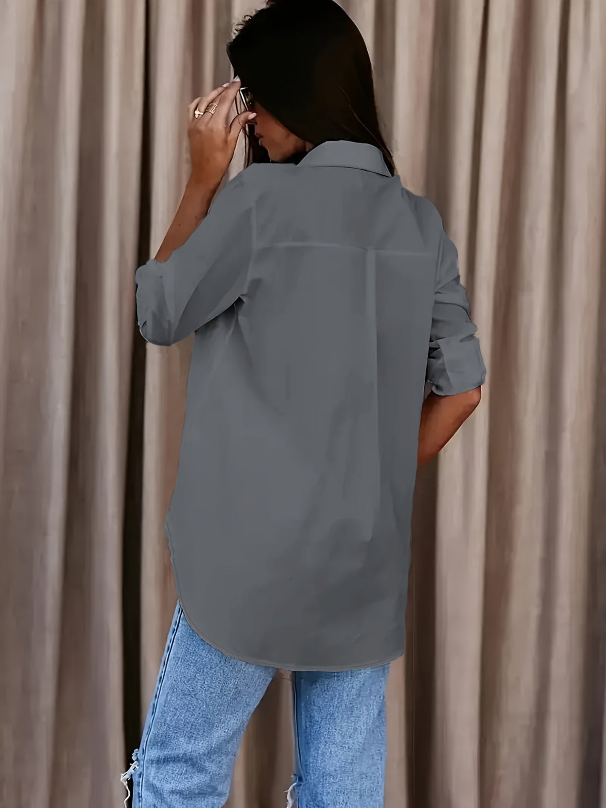 Kaja - Women's Relaxed Shirt Blouse with Button Placket - photo 10