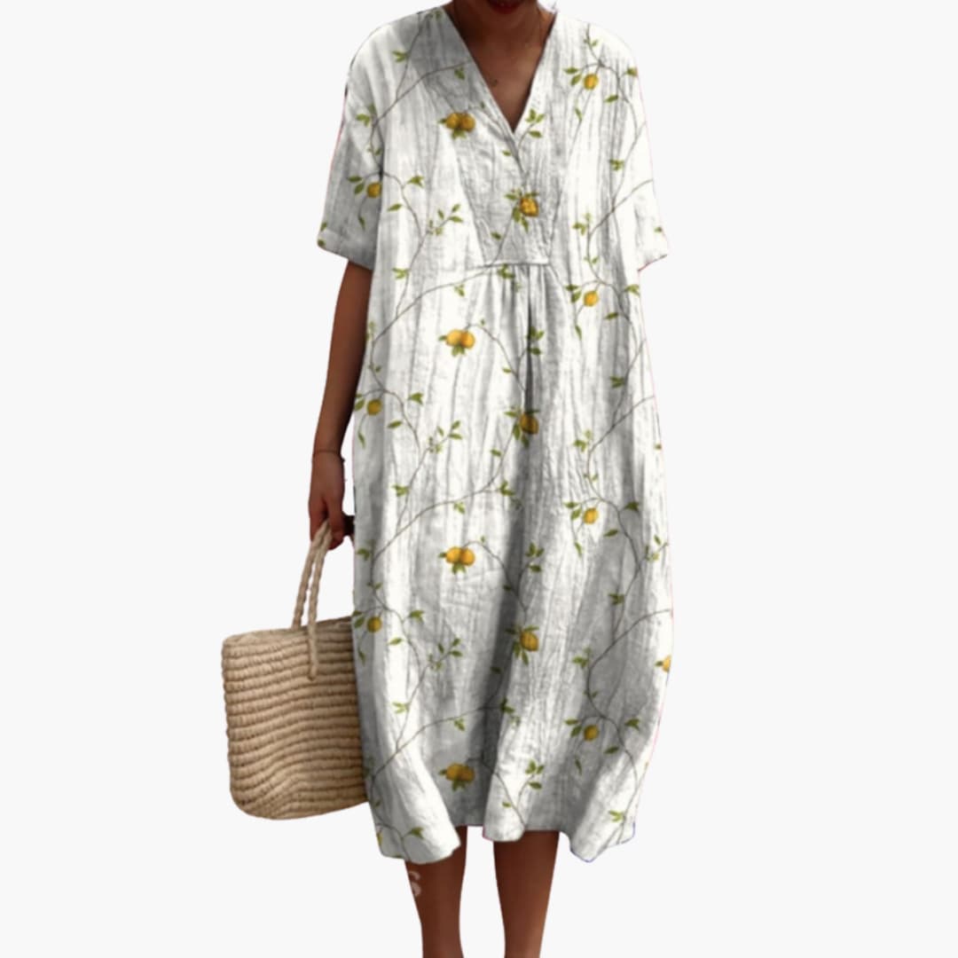 Katya - Women's Floral V Neck Short Sleeve Oversized Casual Midi Dress - photo 12
